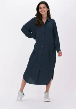 donkerblauwe just female midi jurk helpful shirt dress