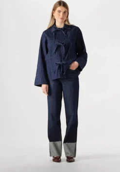 donkerblauwe neo noir blouses starlie stripe shirt