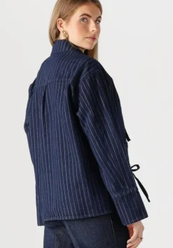 donkerblauwe neo noir blouses starlie stripe shirt
