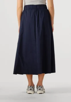 donkerblauwe neo noir midirok yara poplin skirt