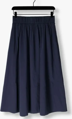 donkerblauwe neo noir midirok yara poplin skirt