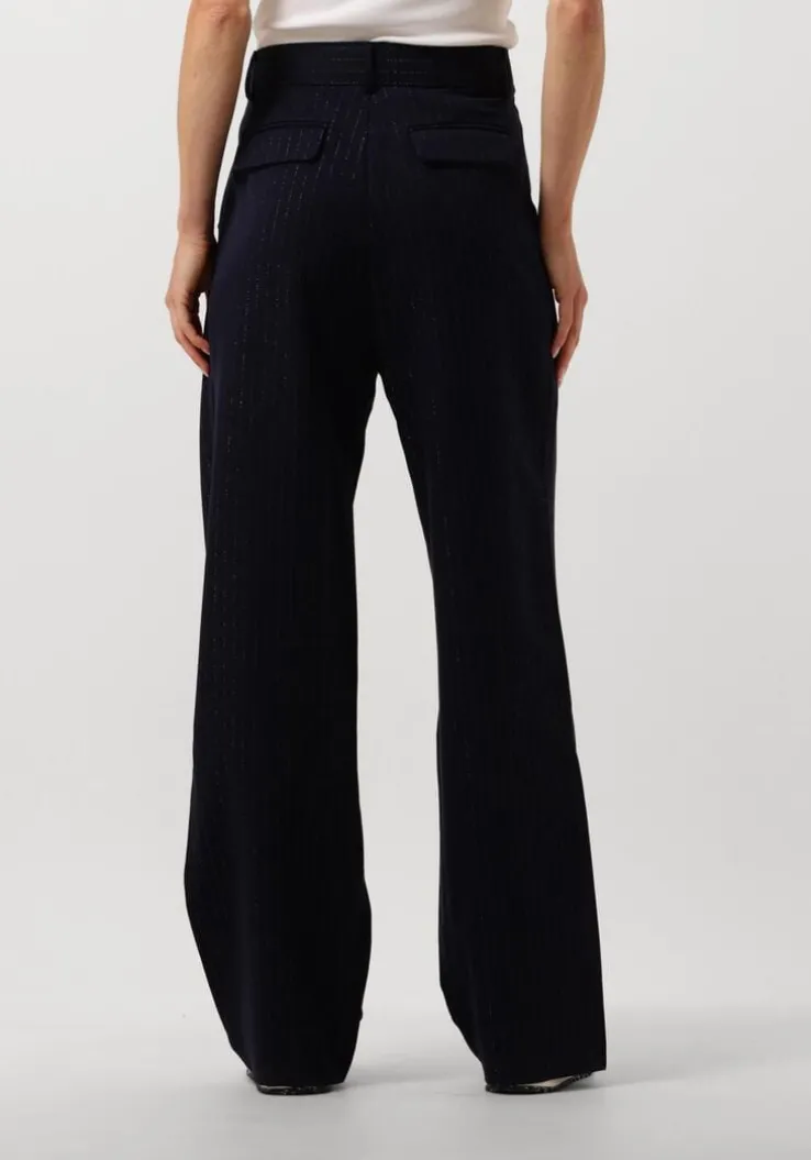 donkerblauwe nukus wijde broek new york pants stripe