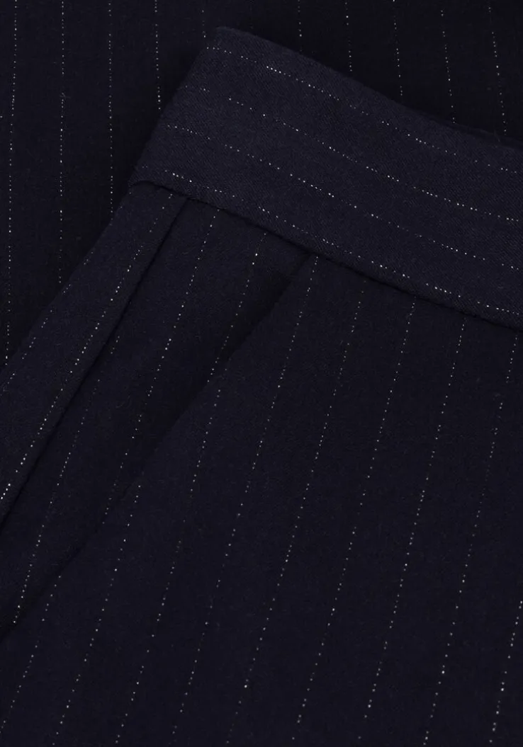 donkerblauwe nukus wijde broek new york pants stripe