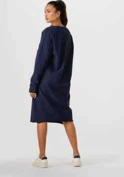 donkerblauwe penn & ink midi jurk dress print