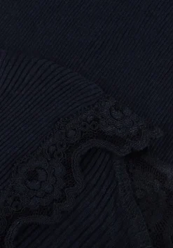 donkerblauwe rosemunde top babette silk t-shirt lace