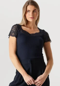 donkerblauwe rosemunde top beatha capsleeve