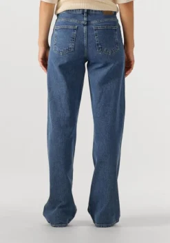 donkerblauwe selected femme wide jeans slfwide bea-kori mw jeans