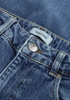 donkerblauwe selected femme wide jeans slfwide bea-kori mw jeans