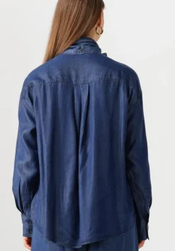 donkerblauwe selected femme blouses slfjanna ls relaxed chambray shirt
