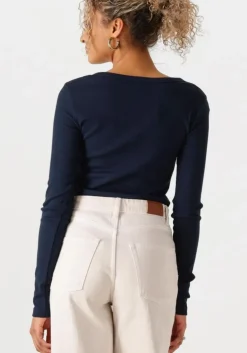 donkerblauwe tommy hilfiger top slim henley gb scoop-nk ls