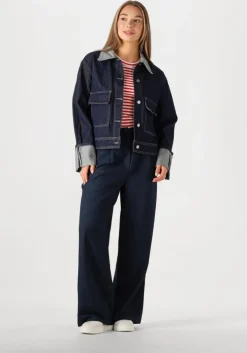 donkerblauwe y.a.s. spijkerjas yasmaria ls denim jacket s.