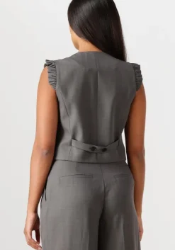 donkergrijze co'couture gilet liane frill tailor vest