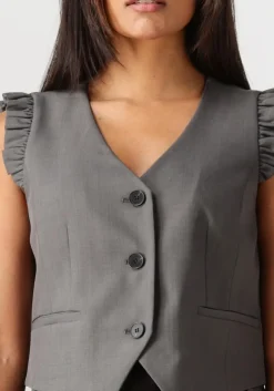 donkergrijze co'couture gilet liane frill tailor vest