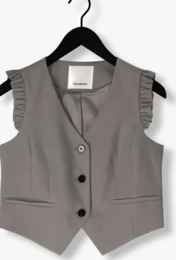 donkergrijze co'couture gilet liane frill tailor vest