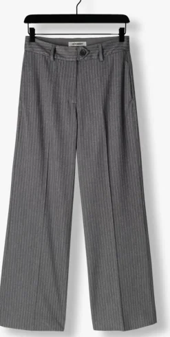 donkergrijze co'couture pantalon idacc pin wide long pant