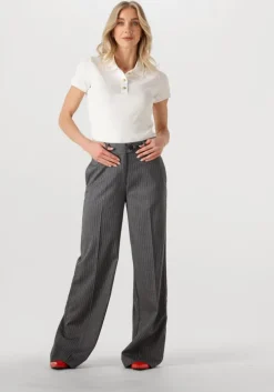 donkergrijze co'couture pantalon idacc pin wide long pant
