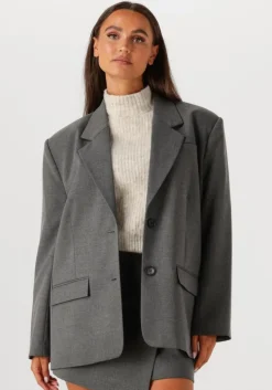 donkergrijze gestuz blazer gzpaula melange oz blazer