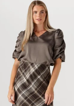donkergrijze neo noir blouses elba heavy sateen blouse