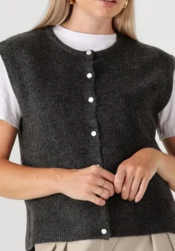 donkergrijze neo noir vest everest knit vest