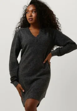 SCOTCH & SODA donkergrijze mini jurk relaxed v neck knitted dress>DAMES Jurken