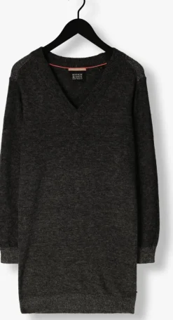SCOTCH & SODA donkergrijze mini jurk relaxed v neck knitted dress><noscript><img width=