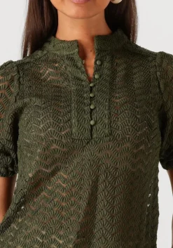donkergroene minus blouses jeva half sleeve blouse