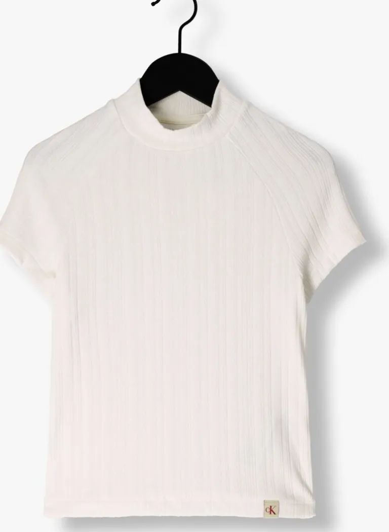 CALVIN KLEIN top warm texture rib mockneck top>DAMES Tops & T-Shirts