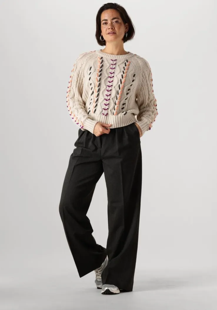 ecru catwalk junkie trui multi color cable knit