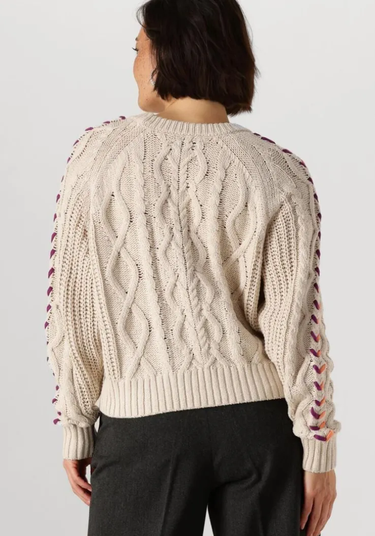 ecru catwalk junkie trui multi color cable knit