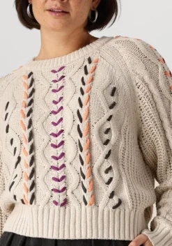 ecru catwalk junkie trui multi color cable knit