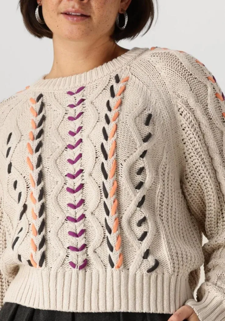 ecru catwalk junkie trui multi color cable knit