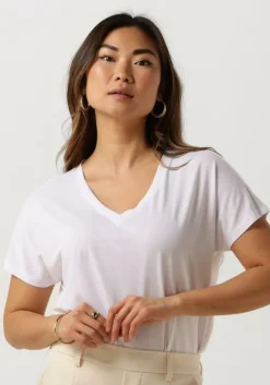 ecru msch copenhagen t-shirt mschfenya modal v neck tee