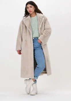 ecru stand studio faux fur jas maria coat soft