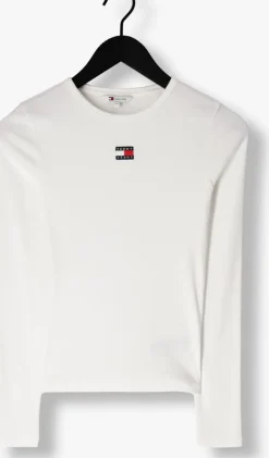 ecru tommy jeans tops & t-shirts tjw slim ls badge tee ext