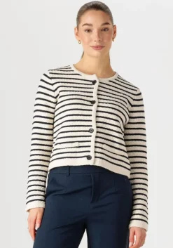 ecru withblack vest wblmerian boucle knit jacket