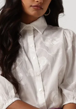 gebroken wit jansen amsterdam blouses wfe722 embroidered blouse 3/4 puffed sleeve