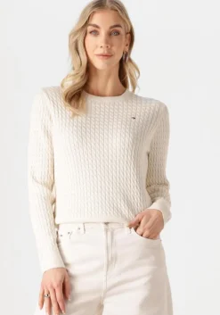 gebroken wit tommy hilfiger trui co cable fine cg