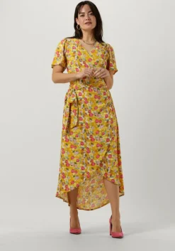 POM AMSTERDAM gele midi jurk dress 7307>DAMES Jurken