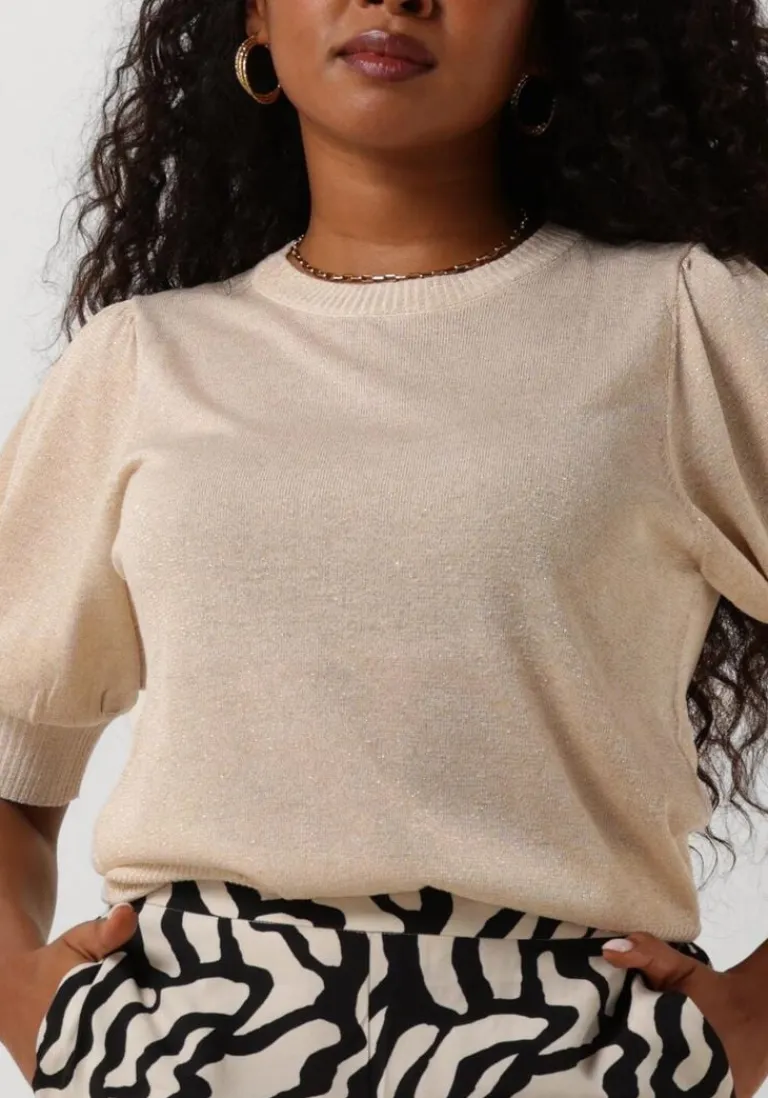 MINUS en t-shirt liva puff sleeve metallic knit pullover>DAMES Tops & T-Shirts