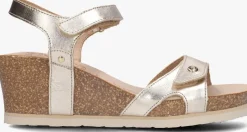 gouden panama jack sandalen met hak julia