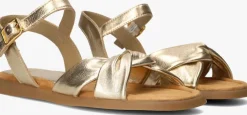 gouden unisa platte sandalen camel