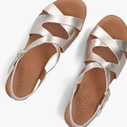 goudkleurig lina locchi sandalen met hak 5547