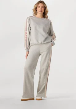 grijze alix the label joggingbroek ladies knitted side tape wide leg sweat pants