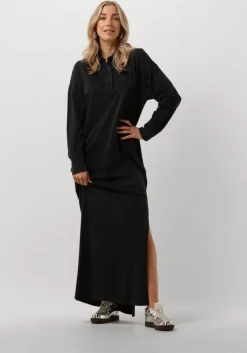 ALIX THE LABEL grijze maxi jurk ladies knitted maxi polo dress>DAMES Jurken