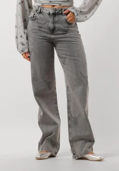 grijze alix the label wide jeans ladies woven strass bull pants