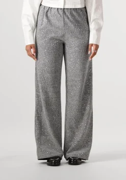 ALIX THE LABEL grijze wijde broek ladies woven sequin pant>DAMES Broeken