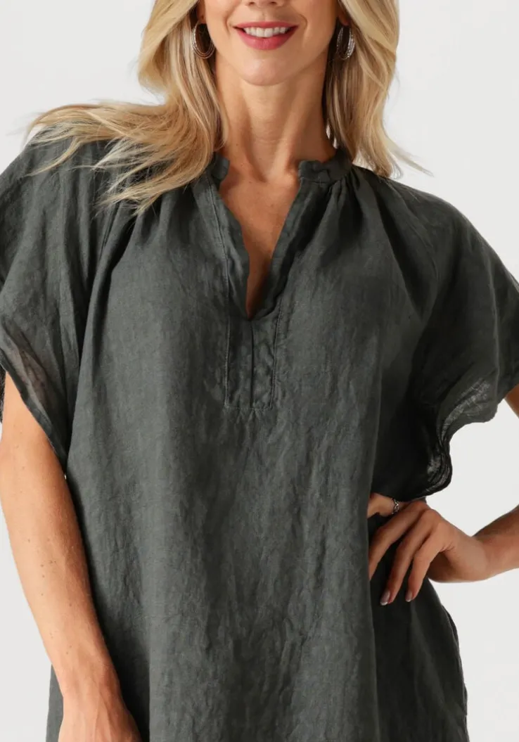 grijze by-bar mini jurk vina linen dress