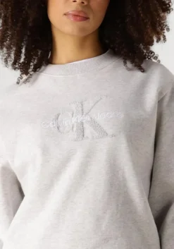 CALVIN KLEIN grijze trui chenille monologo crewneck><noscript><img width=