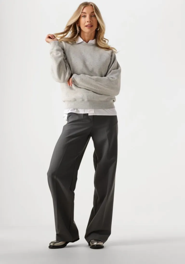 CATWALK JUNKIE grijze trui relaxed raglan sleeve sweater with strass>DAMES Truien & Vesten
