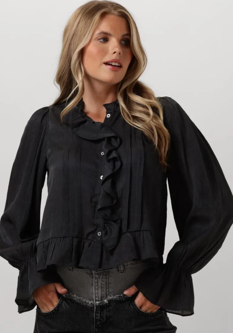 CO'COUTURE grijze co'couture blouses melina frill shirt>DAMES Blouses